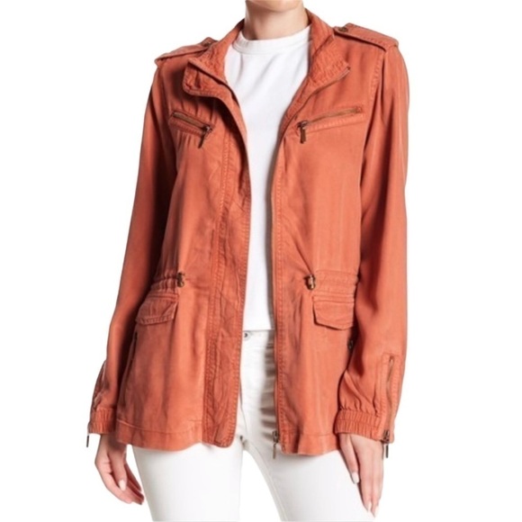 MAX JEANS Coral Cloud Garment Dyed Utility Jacket 100% Tencel Size XS (Like New) - Picture 1 of 16